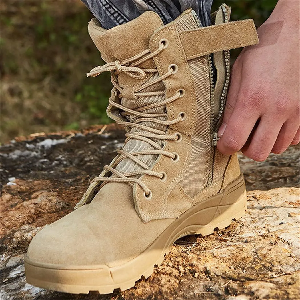 KEHAIOO Men Tactical Desert Boots, Outdoor Breathable Combat Shoes, Outdoor Hiking Climbing Sport Ankle Boots