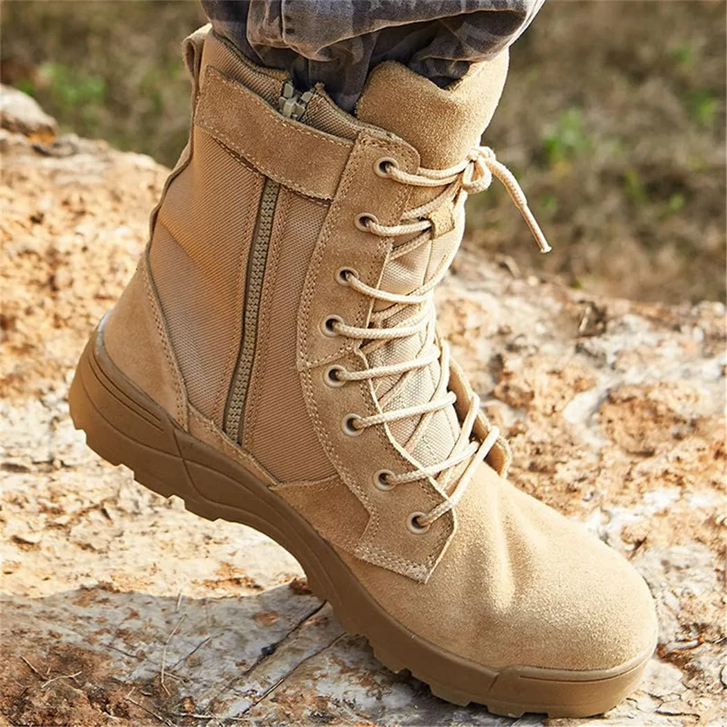 KEHAIOO Men Tactical Desert Boots, Outdoor Breathable Combat Shoes, Outdoor Hiking Climbing Sport Ankle Boots