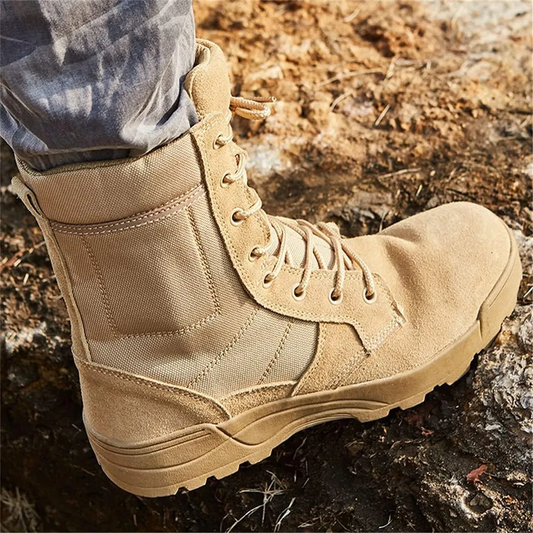 KEHAIOO Men Tactical Desert Boots, Outdoor Breathable Combat Shoes, Outdoor Hiking Climbing Sport Ankle Boots