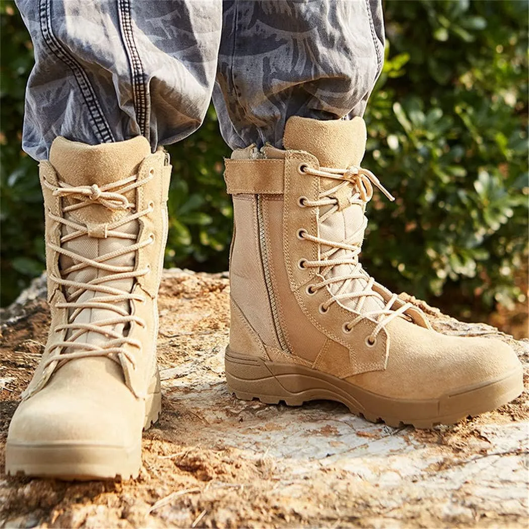 KEHAIOO Men Tactical Desert Boots, Outdoor Breathable Combat Shoes, Outdoor Hiking Climbing Sport Ankle Boots