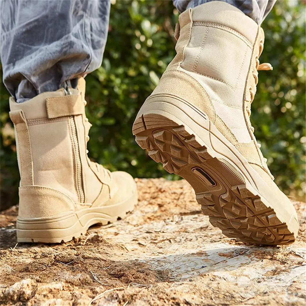 KEHAIOO Men Tactical Desert Boots, Outdoor Breathable Combat Shoes, Outdoor Hiking Climbing Sport Ankle Boots