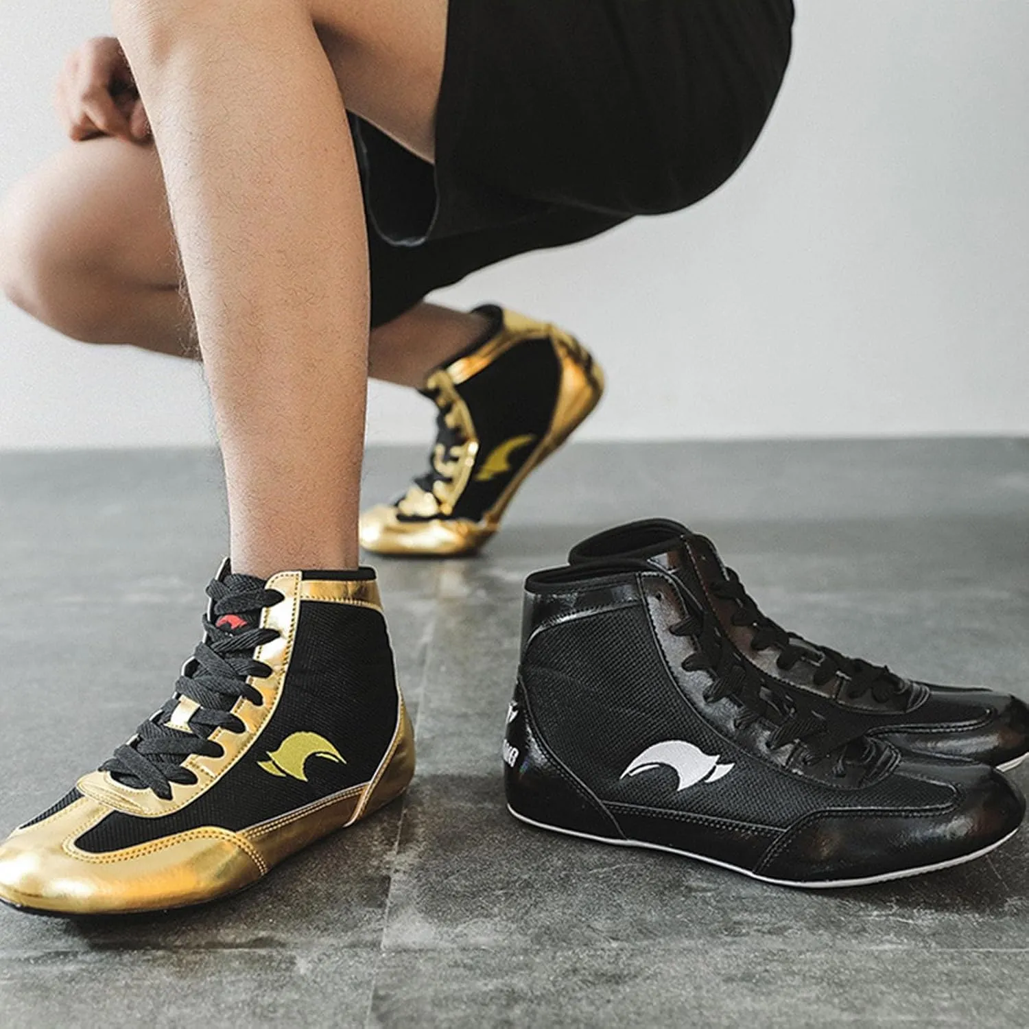 Kids Boys Girls High Top Boxing Shoes Wrestling Training Wrestling Shoes Long Boots Competition Training House
