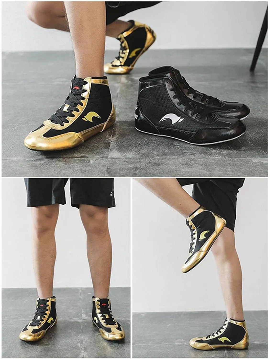 Kids Boys Girls High Top Boxing Shoes Wrestling Training Wrestling Shoes Long Boots Competition Training House