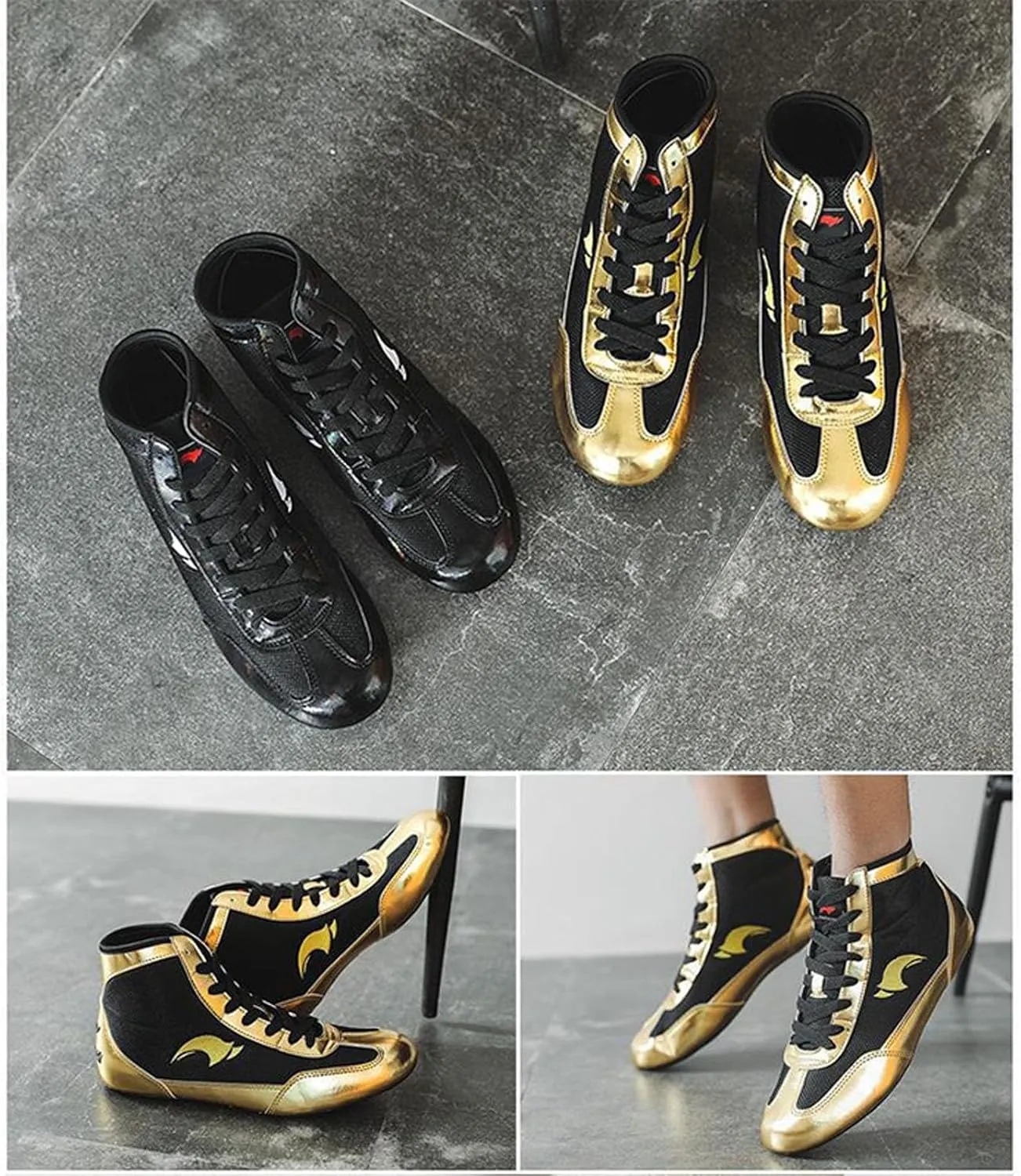 Kids Boys Girls High Top Boxing Shoes Wrestling Training Wrestling Shoes Long Boots Competition Training House