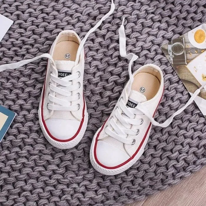 Kids Low Top Canvas Sneakers, 6 Colors Available | Laces Included, Back to School Essentials | Ages 2-14 y/o