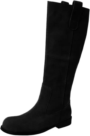 Knee High Boots Women Winter Boots for Women Retro Knee High Boots Flat Low Heel Solid Color Sleeve Mid Calf Boots