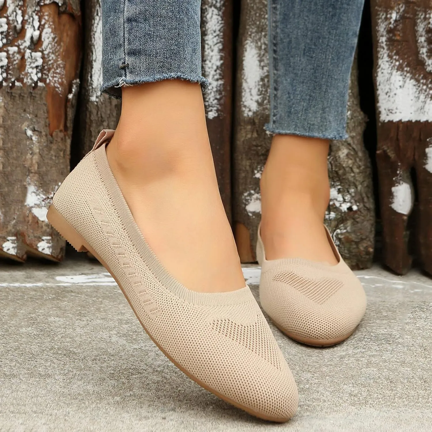 Ladies Fashion Solid Color Breathable Mesh Shallow Mouth Comfortable Flat Casual Shoes Womens Slip