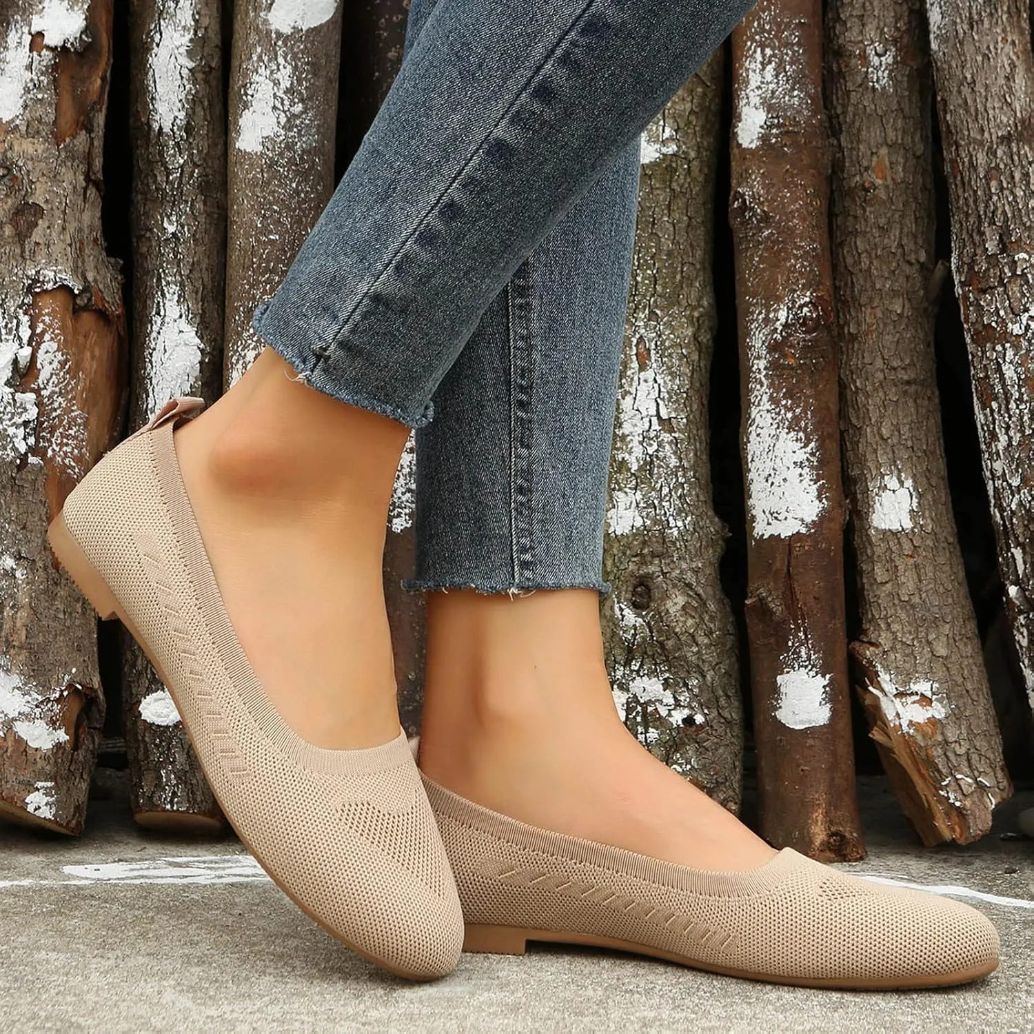 Ladies Fashion Solid Color Breathable Mesh Shallow Mouth Comfortable Flat Casual Shoes Womens Slip