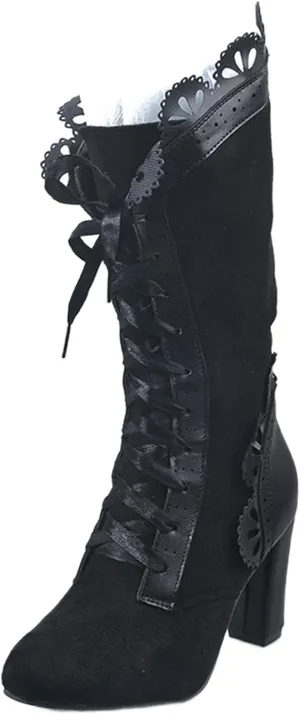Ladmiple Fall Boots Women Knee High Wide Calf Cone Heel Slouchy Western Cowboy Cowgirl Boots Party Fashion Dress Shoes