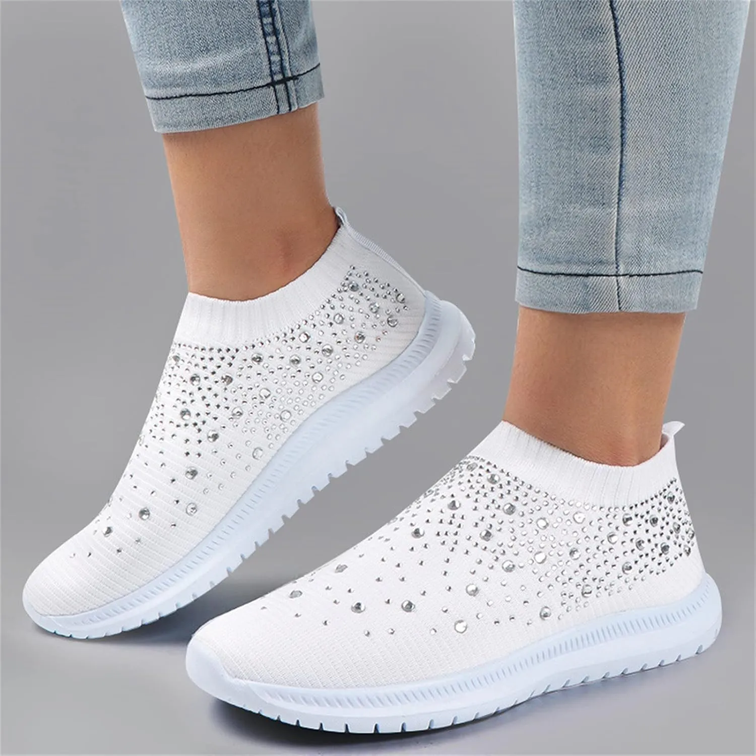 Ladmiple Walking Sneakers For Women Wide Width Slip On Running Shoes Gym Workout Tennis Shoes Fashion Athletic Sneakers