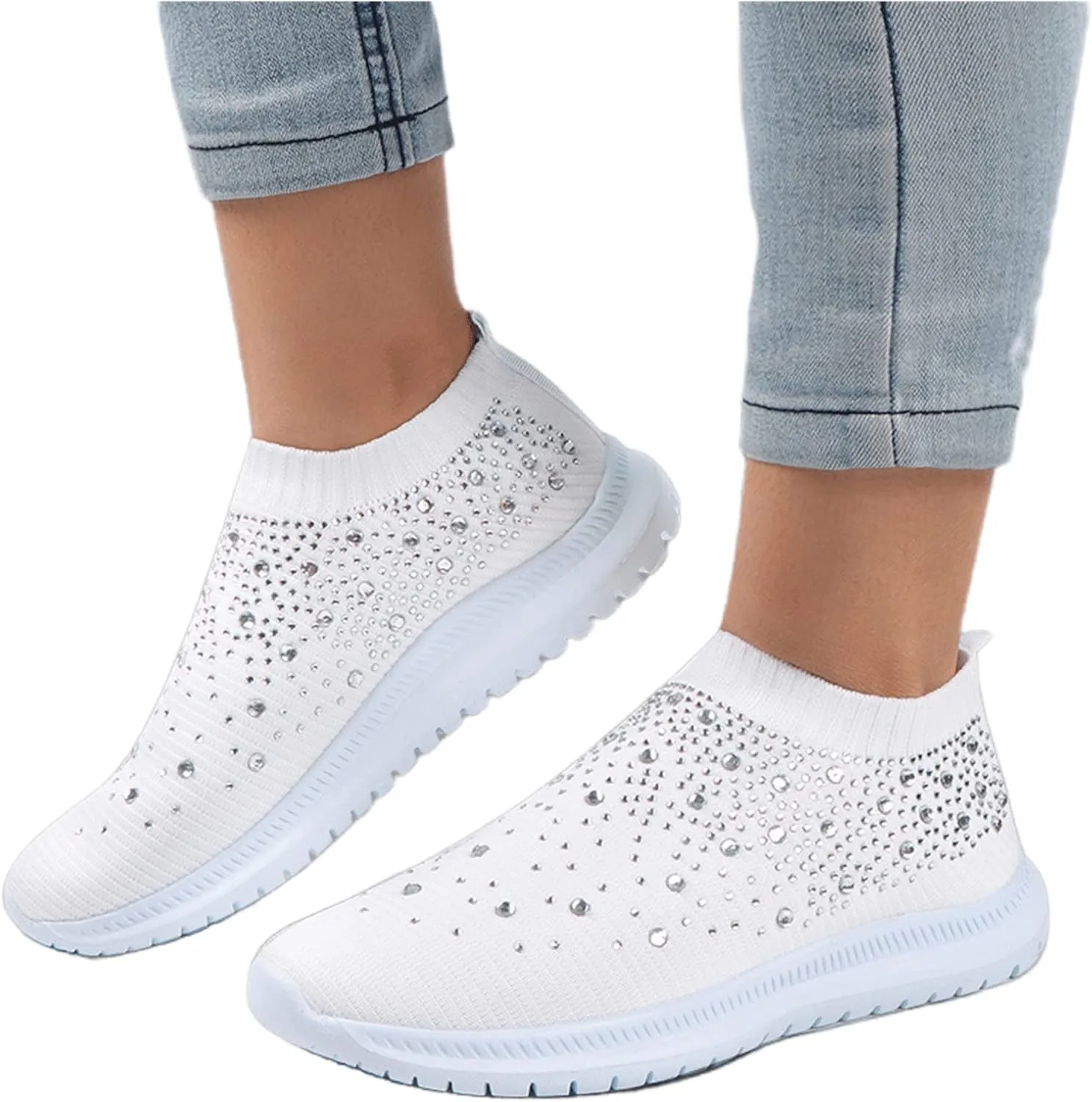 Ladmiple Walking Sneakers For Women Wide Width Slip On Running Shoes Gym Workout Tennis Shoes Fashion Athletic Sneakers