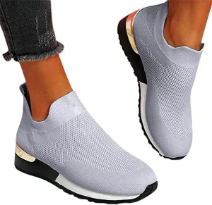Ladmiple Walking Sneakers For Women Wide Width Slip On Running Shoes Non Slip Gym Workout Tennis Fashion Mesh Sneakers