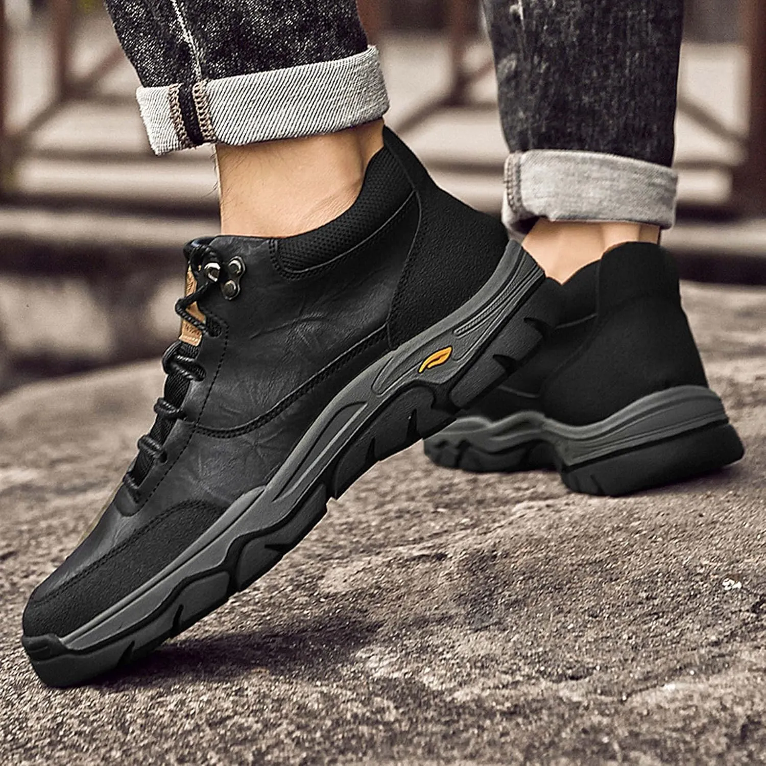 Large Men's Casual high top Leather Shoes, Running Shoes, Outdoor Hiking Shoes
