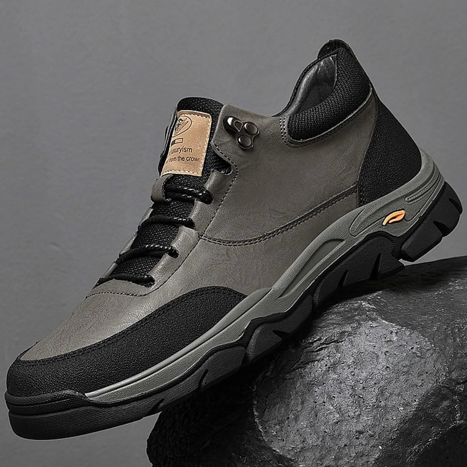 Large Men's Casual high top Leather Shoes, Running Shoes, Outdoor Hiking Shoes