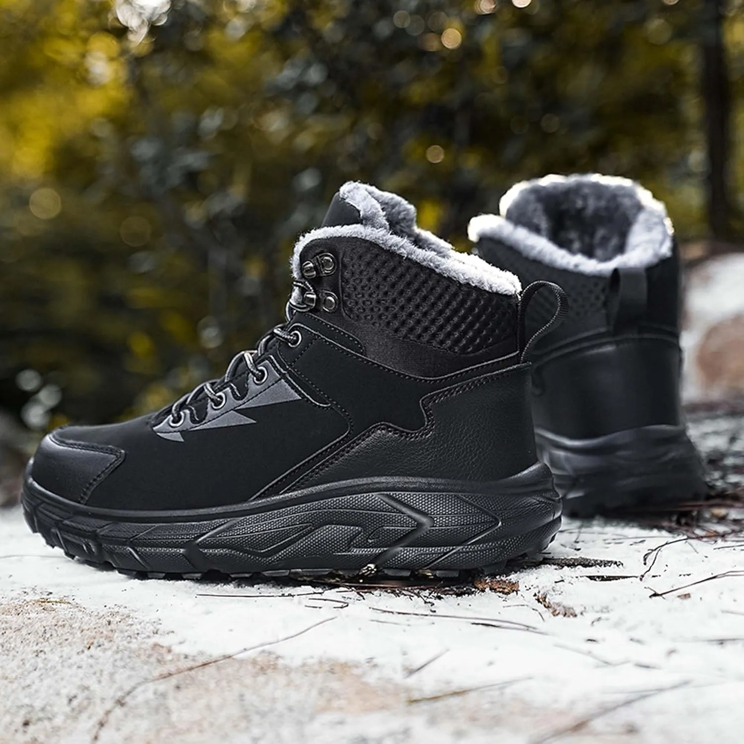 Leather and Cotton Shoes, Plus Size Outdoor Hiking Shoes, Men's Snow Boots