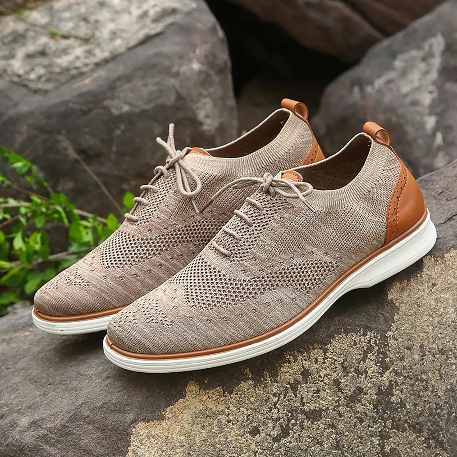 Leisure Men Four Seasons Mesh Non Slip Flat Round Toe Breathable Lace Up Lazy Leisure Shoes Foams Shoes Men
