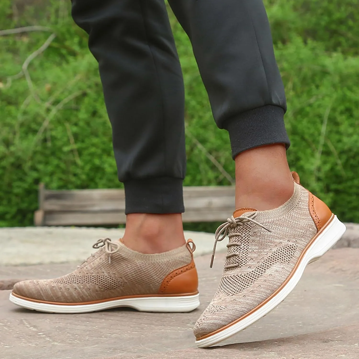 Leisure Men Four Seasons Mesh Non Slip Flat Round Toe Breathable Lace Up Lazy Leisure Shoes Foams Shoes Men