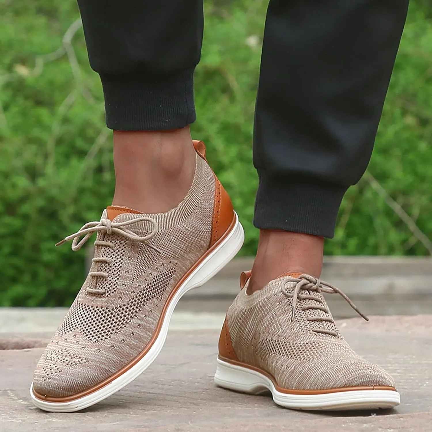 Leisure Men Four Seasons Mesh Non Slip Flat Round Toe Breathable Lace Up Lazy Leisure Shoes Foams Shoes Men