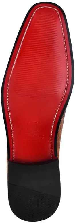 LIBERTYZENO Mens Crocodile Print Genuine Leather Adults Noble Penny Loafers Slip On Shoes for Prom Graduation