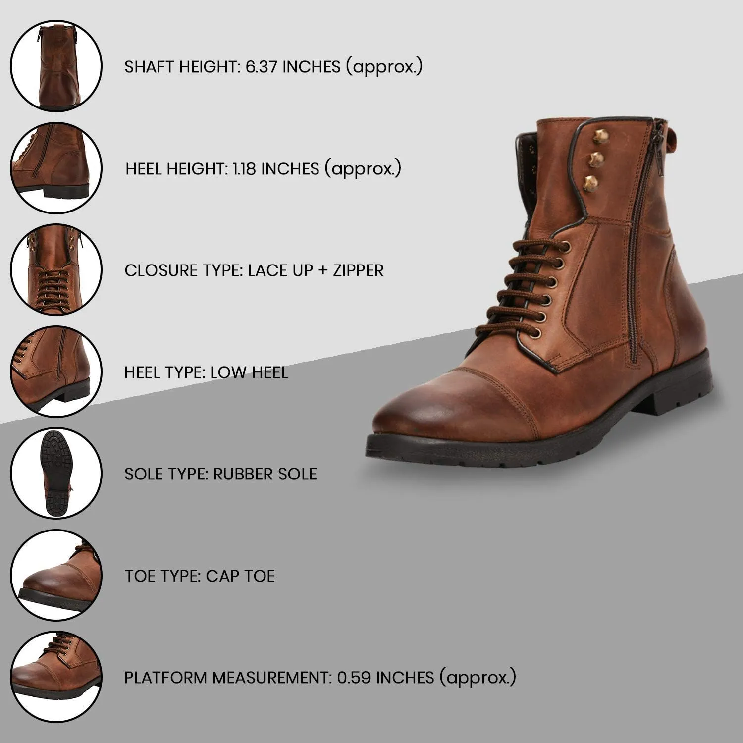 LIBERTYZENO Mens Genuine Leather Ankle Length Hiking Desert Boot Shoes