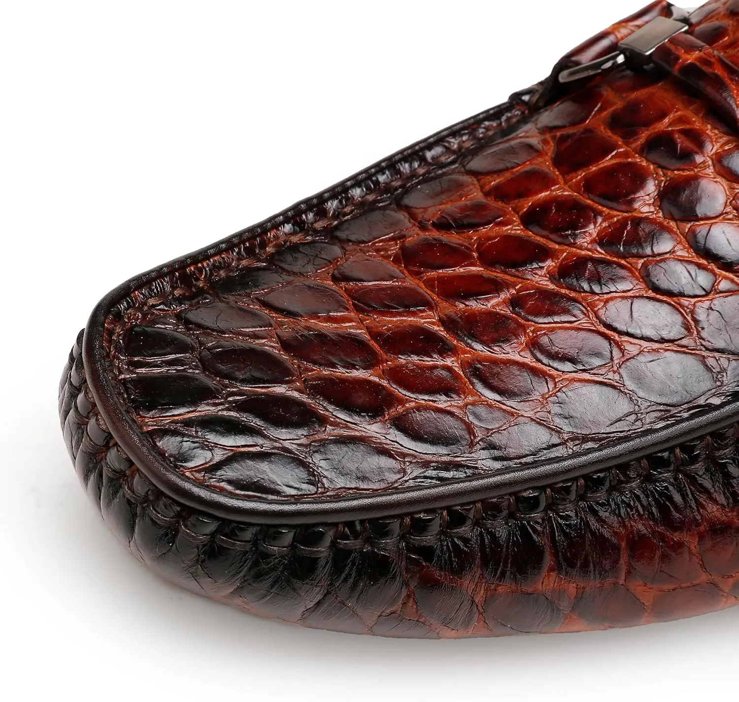 Lightweight Leather Loafers for Men, Crocodile Pattern Causel Slip on Loafers Driving Shoes