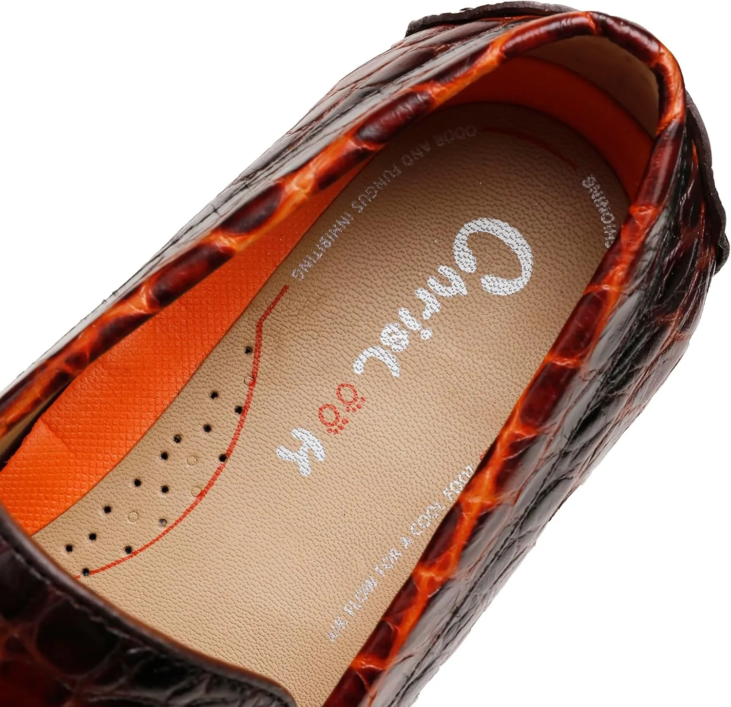 Lightweight Leather Loafers for Men, Crocodile Pattern Causel Slip on Loafers Driving Shoes