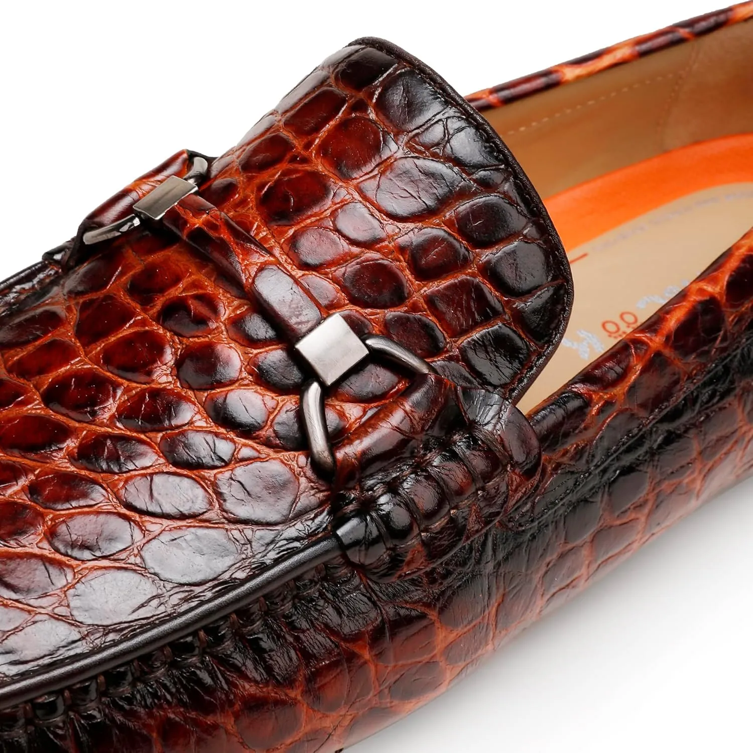 Lightweight Leather Loafers for Men, Crocodile Pattern Causel Slip on Loafers Driving Shoes