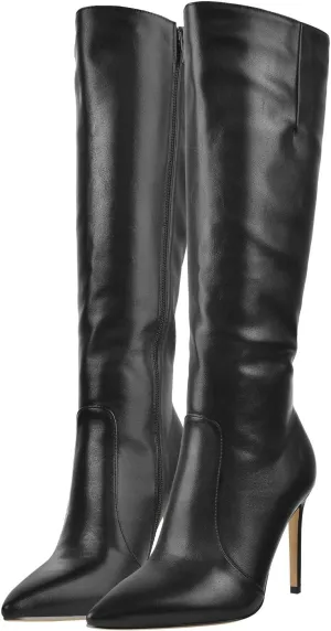 LISHAN Women's Pointed Toe Under the Knee High Boots Stiletto High Heels