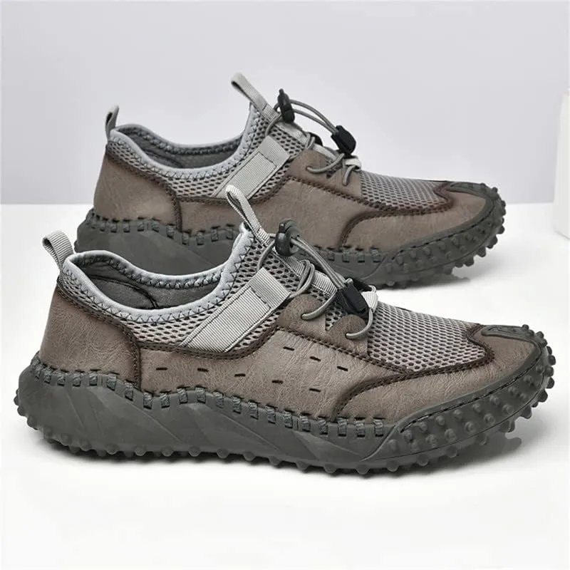 LLTMALL Men's Breathable Mesh Leather Trekking Shoes Outdoor Backpacking Hiking Sneakers