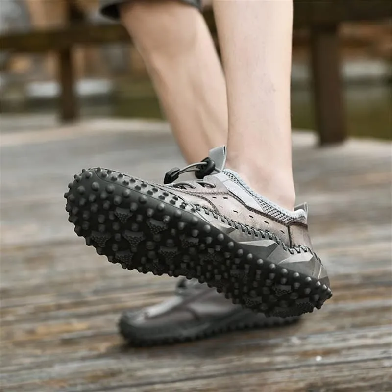 LLTMALL Men's Breathable Mesh Leather Trekking Shoes Outdoor Backpacking Hiking Sneakers
