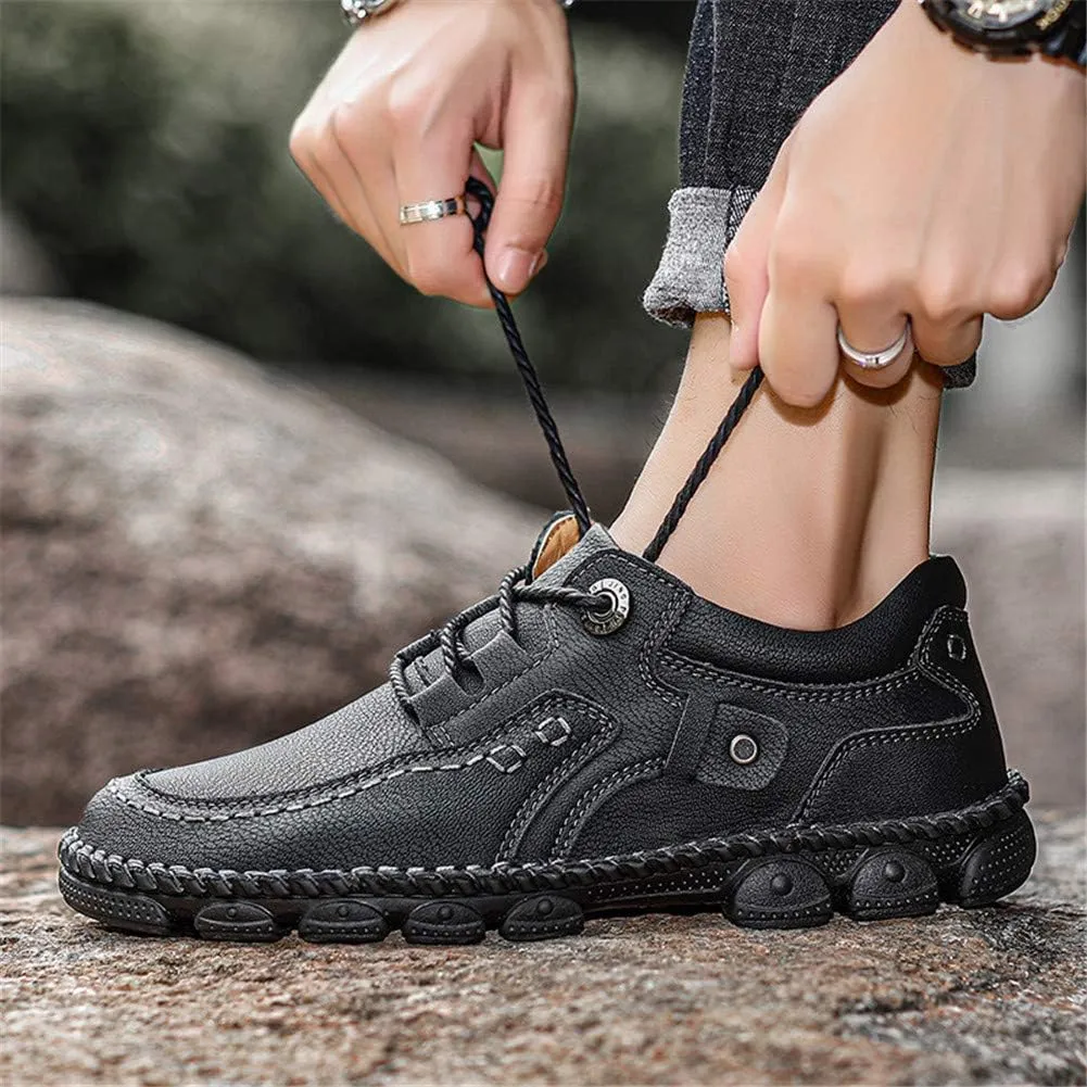LLTMALL Men's Outdoor Leather Loafer Shoes Slip-on Sneakers Hiking Walking Mocs