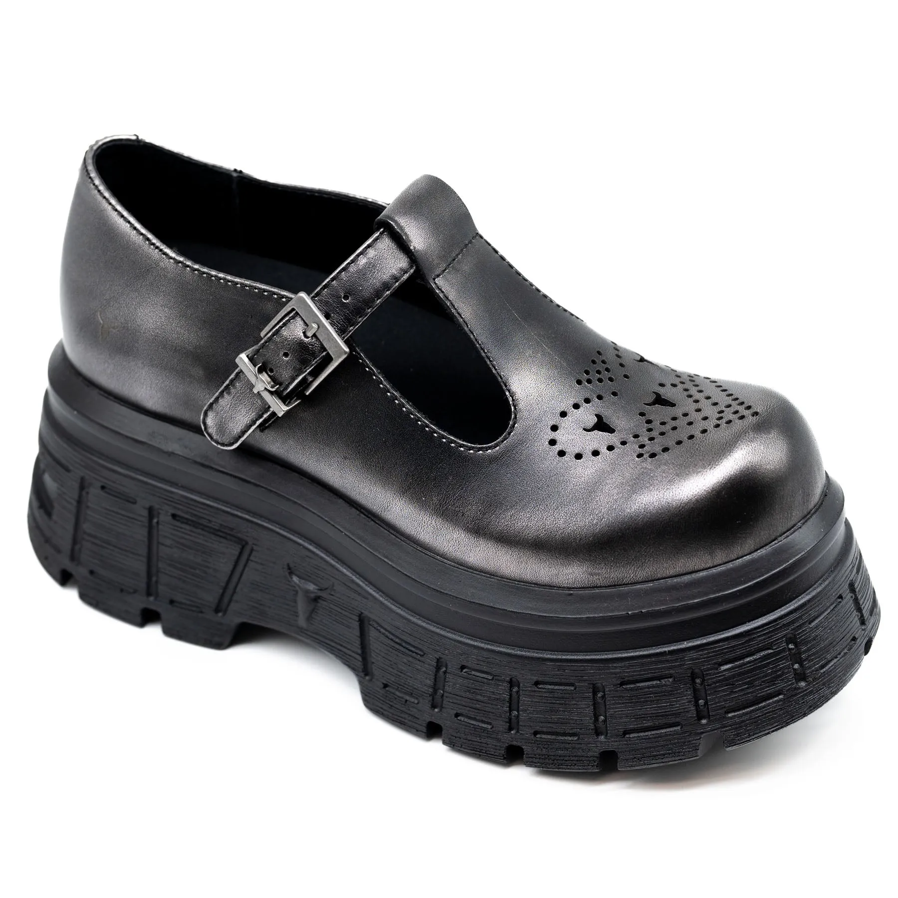 Loafers Chunky (Mary Jane) με Αγκράφα - Μαύρα