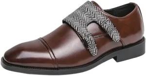 Luxury Men's Loafers Genuine Leather Slip-On Monk Strap Two-Tone Casual Dress Shoes for Business Office & Weddings