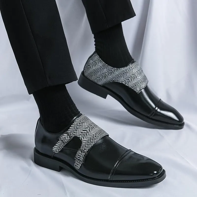 Luxury Men's Loafers Genuine Leather Slip-On Monk Strap Two-Tone Casual Dress Shoes for Business Office & Weddings