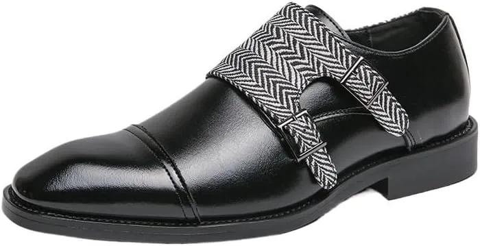 Luxury Men's Loafers Genuine Leather Slip-On Monk Strap Two-Tone Casual Dress Shoes for Business Office & Weddings