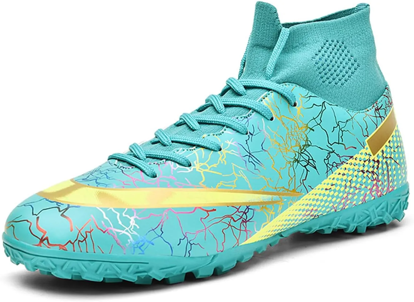 MDPCX Men's and Women's Football Shoes Non-Slip Shoes Professional high-top Breathable Non-Slip Sports Football Shoes Outdoor Indoor TF/AG Green