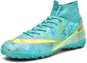 MDPCX Men's and Women's Football Shoes Non-Slip Shoes Professional high-top Breathable Non-Slip Sports Football Shoes Outdoor Indoor TF/AG Green