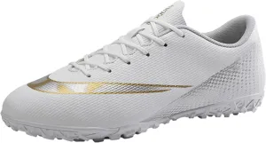 MDPCX Men's and Women's Football Shoes Non-Slip Shoes Professional high-top Breathable Non-Slip Sports Football Shoes Outdoor Indoor TF/AG White