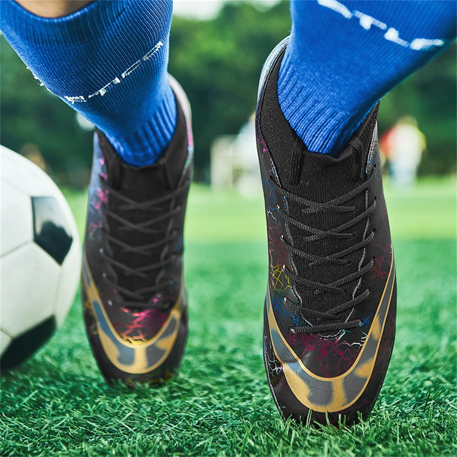 MDPCX Men's and Women's Football Shoes Non-Slip Shoes Professional high-top Breathable Non-Slip Sports Football Shoes Outdoor Indoor TF/AG
