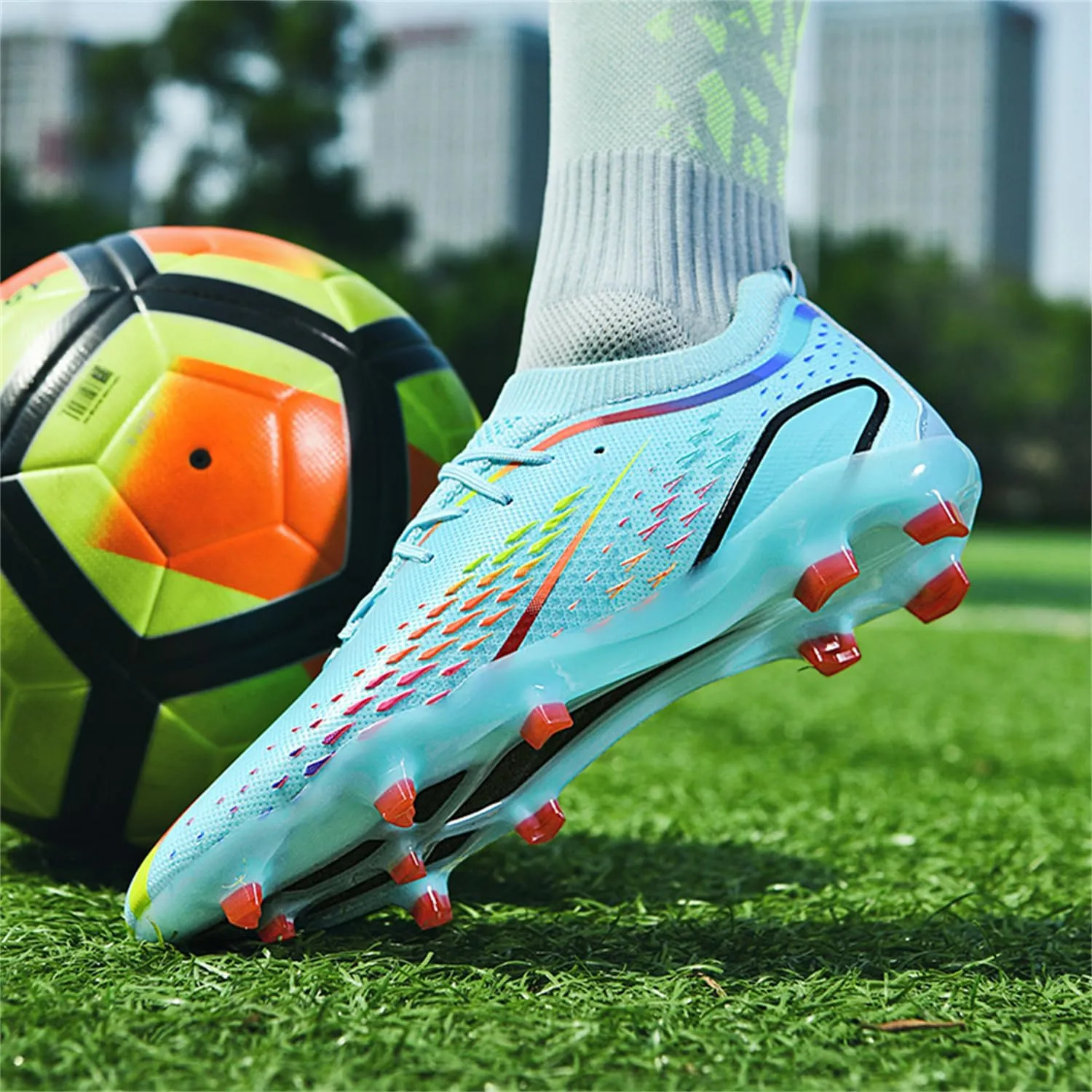 MDPCX Men's and Women's Football Shoes Non-Slip Shoes Professional high-top Breathable Non-Slip Sports Football Shoes Outdoor Indoor TF/AG