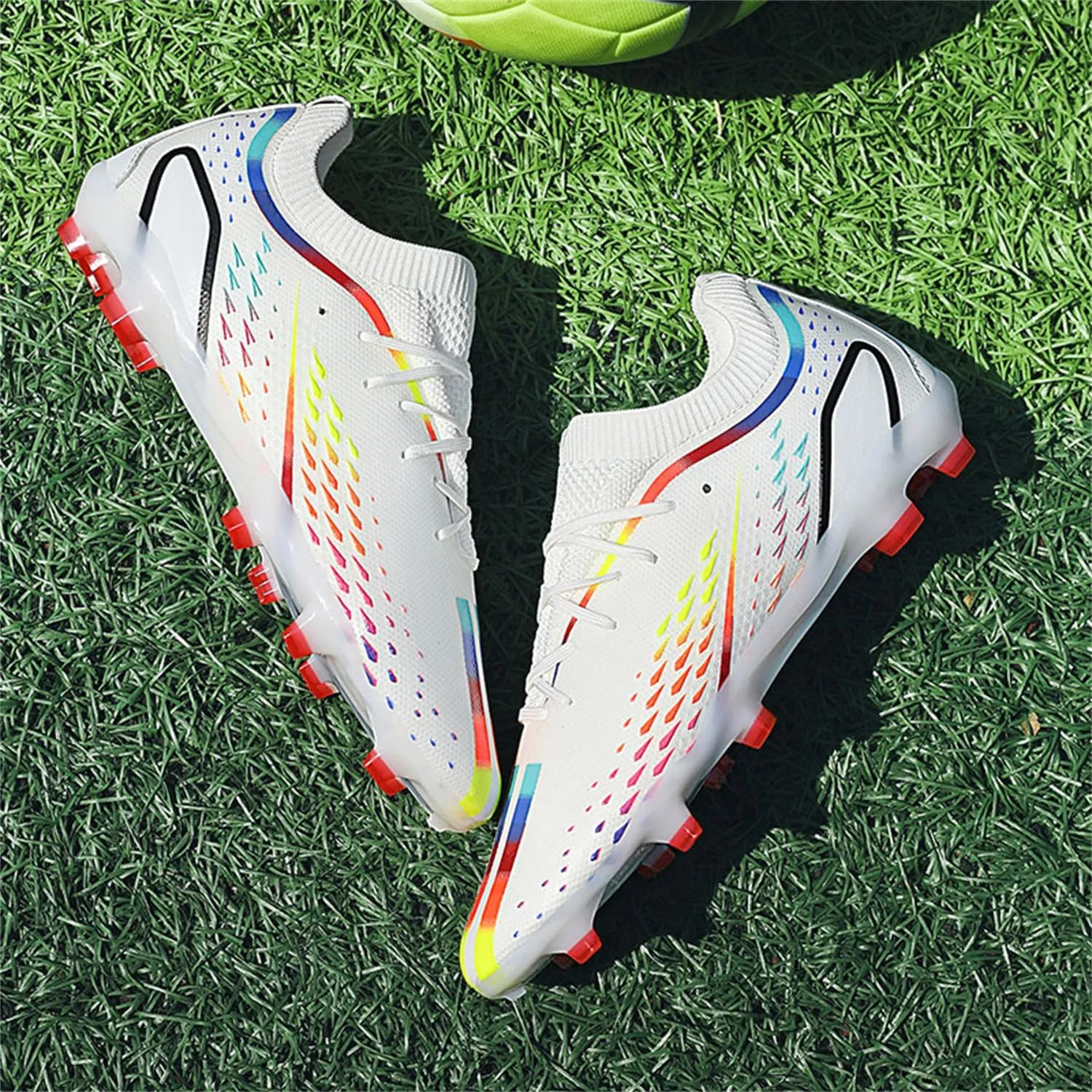 MDPCX Men's and Women's Football Shoes Non-Slip Shoes Professional high-top Breathable Non-Slip Sports Football Shoes Outdoor Indoor TF/AG