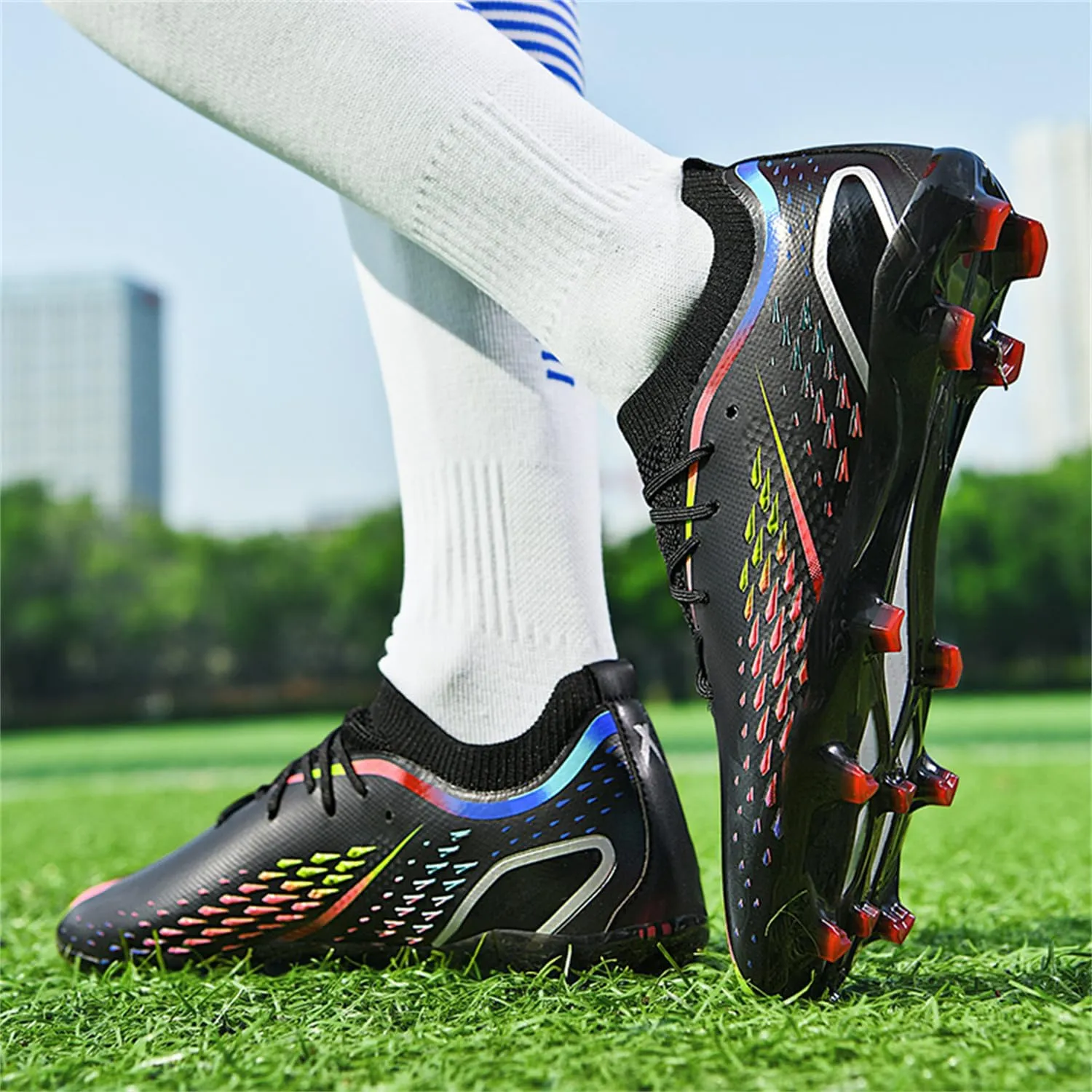 MDPCX Men's and Women's Football Shoes Non-Slip Shoes Professional high-top Breathable Non-Slip Sports Football Shoes Outdoor Indoor TF/AG