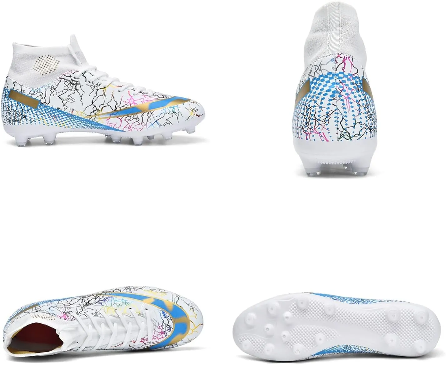 MDPCX Men's and Women's Football Shoes Non-Slip Shoes Professional high-top Breathable Non-Slip Sports Football Shoes Outdoor Indoor TF/AG