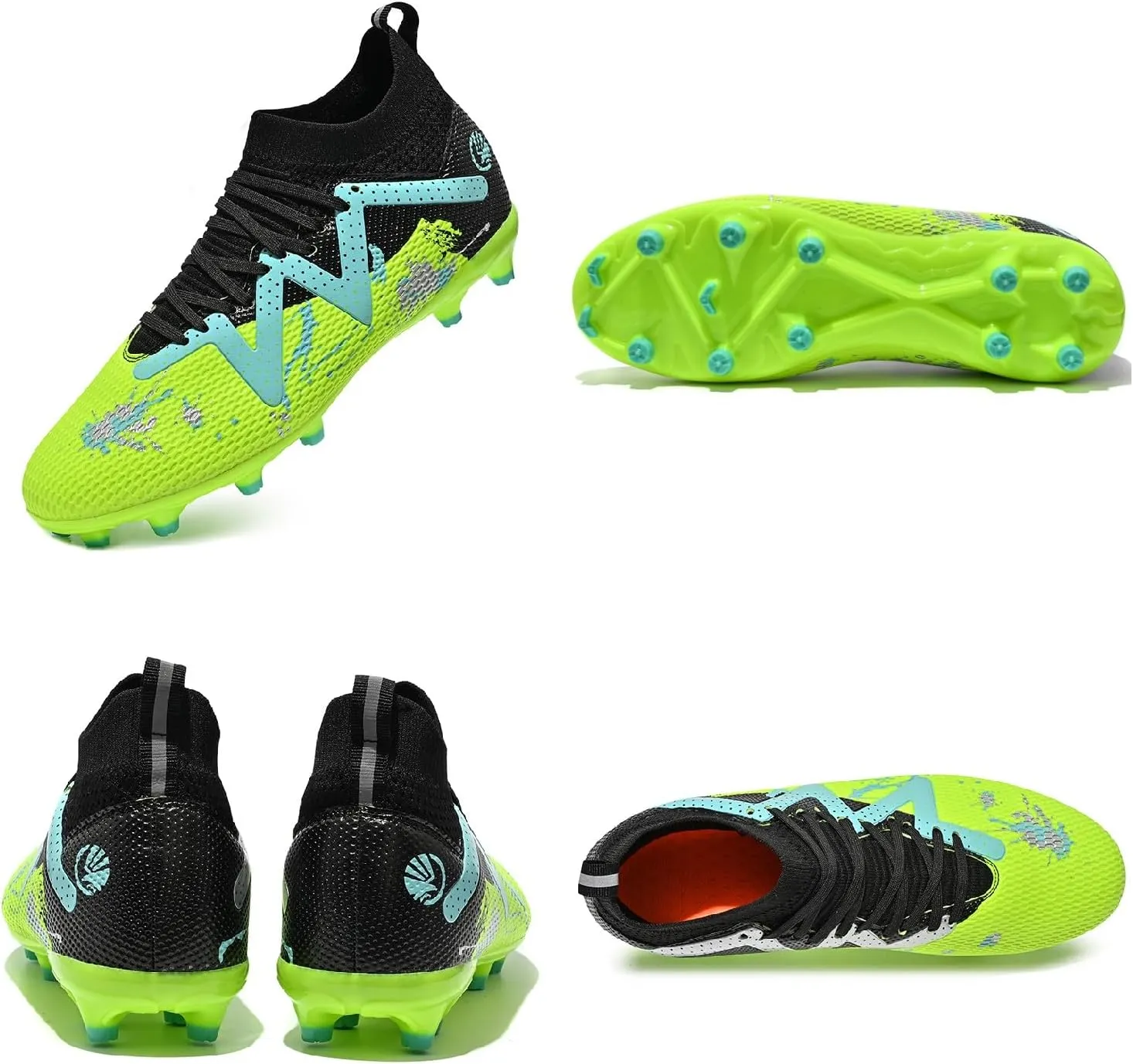 MDPCX Men's and Women's Football Shoes Non-Slip Shoes Professional high-top Breathable Non-Slip Sports Football Shoes Outdoor Indoor TF/AG