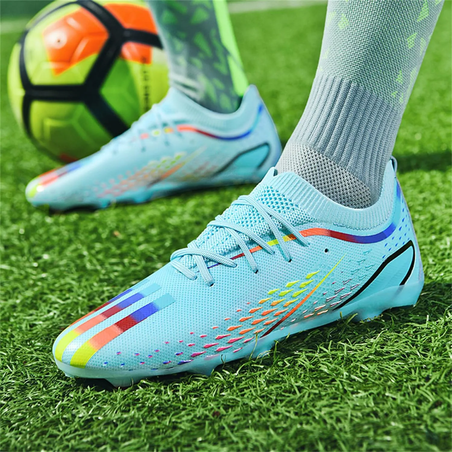 MDPCX Men's and Women's Football Shoes Non-Slip Shoes Professional high-top Breathable Non-Slip Sports Football Shoes Outdoor Indoor TF/AG
