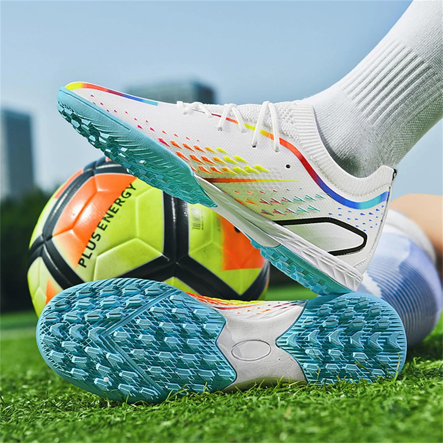 MDPCX Men's and Women's Football Shoes Non-Slip Shoes Professional high-top Breathable Non-Slip Sports Football Shoes Outdoor Indoor TF/AG
