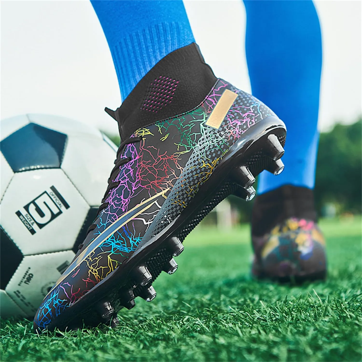 MDPCX Men's and Women's Football Shoes Non-Slip Shoes Professional high-top Breathable Non-Slip Sports Football Shoes Outdoor Indoor TF/AG
