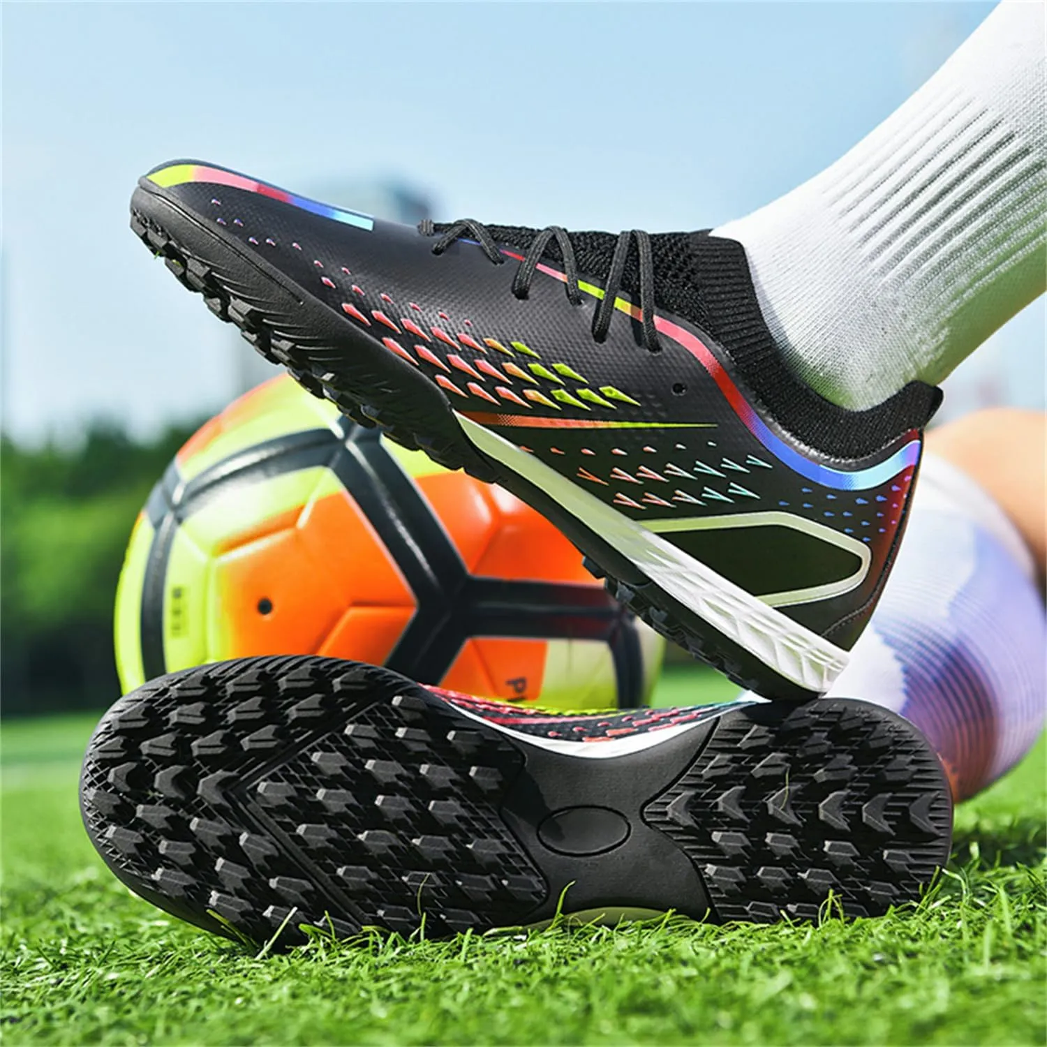 MDPCX Men's and Women's Football Shoes Non-Slip Shoes Professional high-top Breathable Non-Slip Sports Football Shoes Outdoor Indoor TF/AG