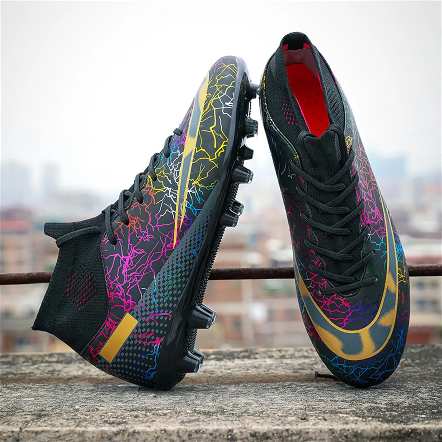 MDPCX Men's and Women's Football Shoes Non-Slip Shoes Professional high-top Breathable Non-Slip Sports Football Shoes Outdoor Indoor TF/AG