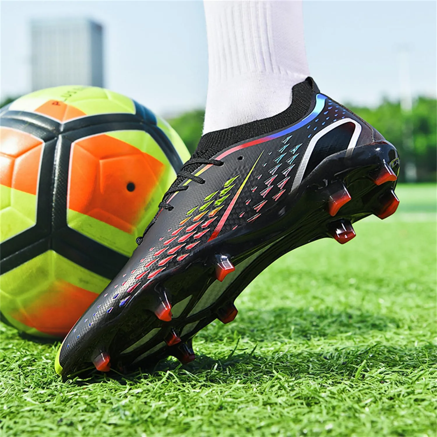 MDPCX Men's and Women's Football Shoes Non-Slip Shoes Professional high-top Breathable Non-Slip Sports Football Shoes Outdoor Indoor TF/AG